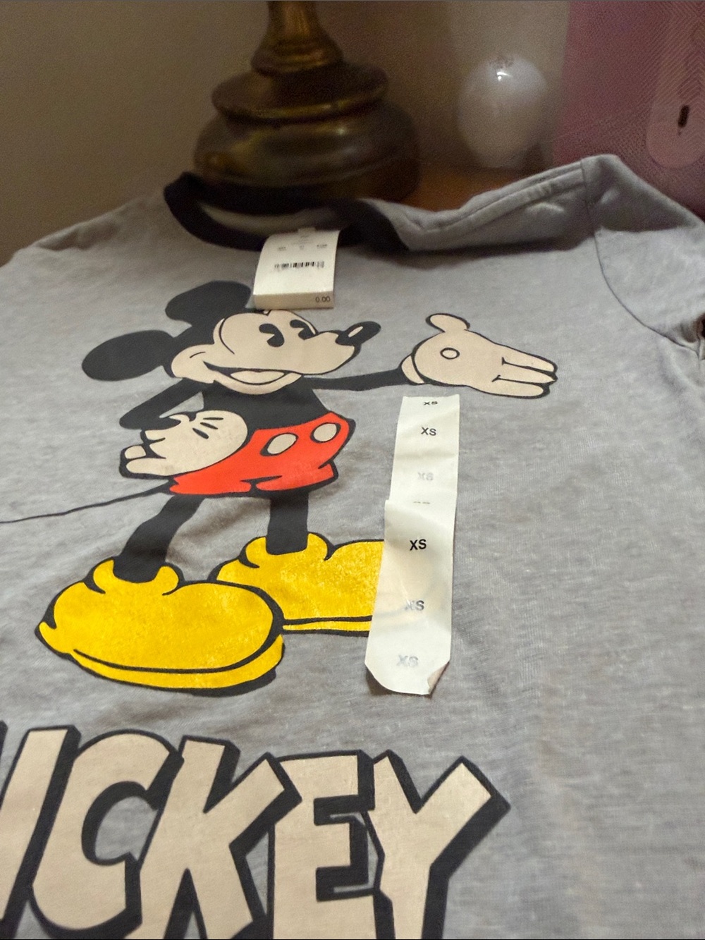 Disney Gray Tee with Mickey Graphic and Yellow Shoes